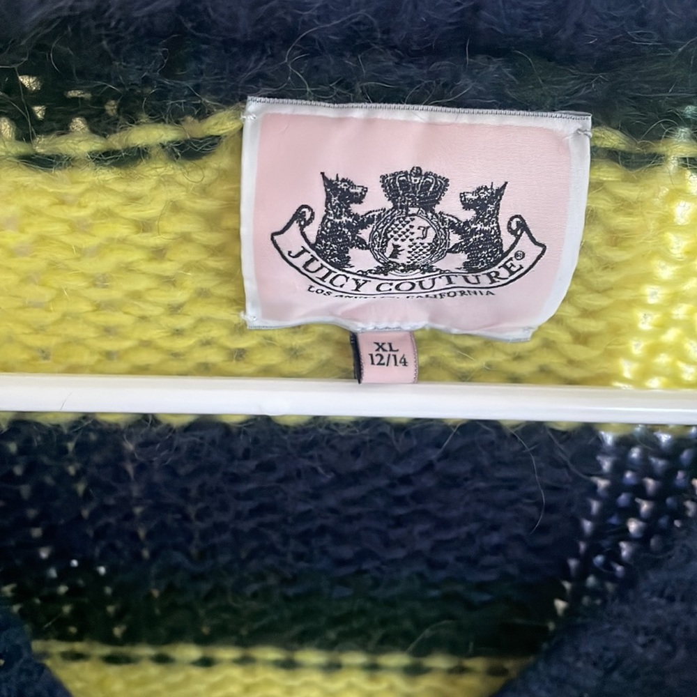 🌿Girls Juicy Couture Navy, Hunter Green, Yellow cardigan sweater, size 14🌿 - Picture 2 of 4